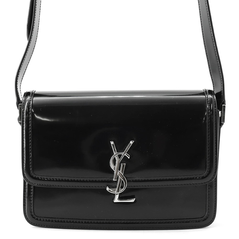 Saint Laurent Paris Solferino Shoulder Bag Patent Vernis Leather Black